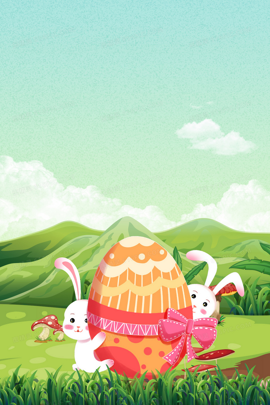 可爱卡通复活节兔子彩蛋背景图