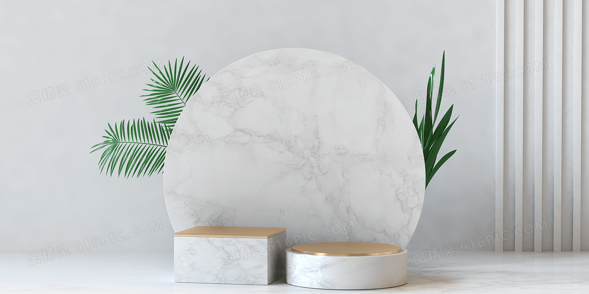 白色简约c4d立体小清新展台背景