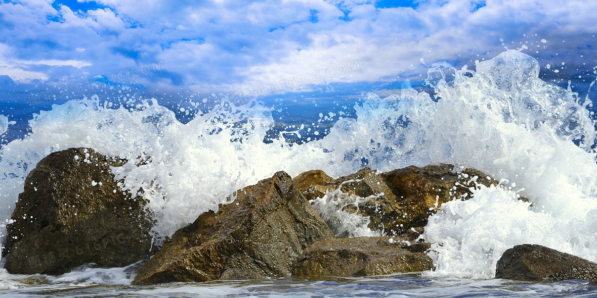 夏季浪花海浪背景