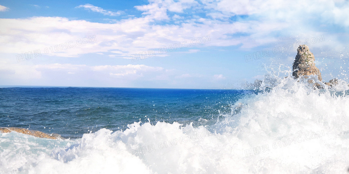 创意大气摄影合成蓝天大海海浪背景