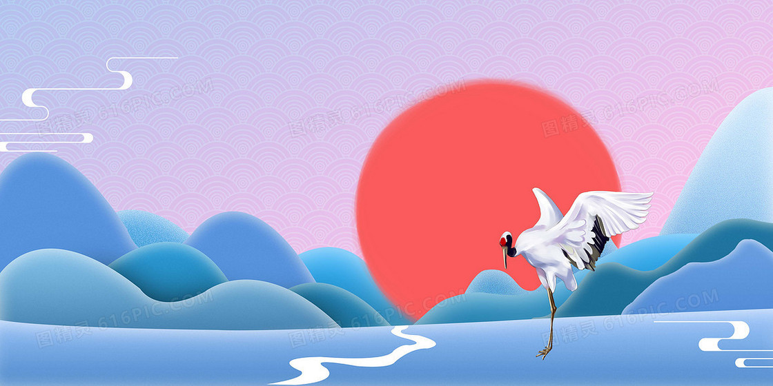 中国风古典红日创意精致背景