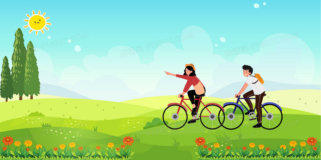 全民健康生活方式宣传月骑行绿色运动健康出行背景