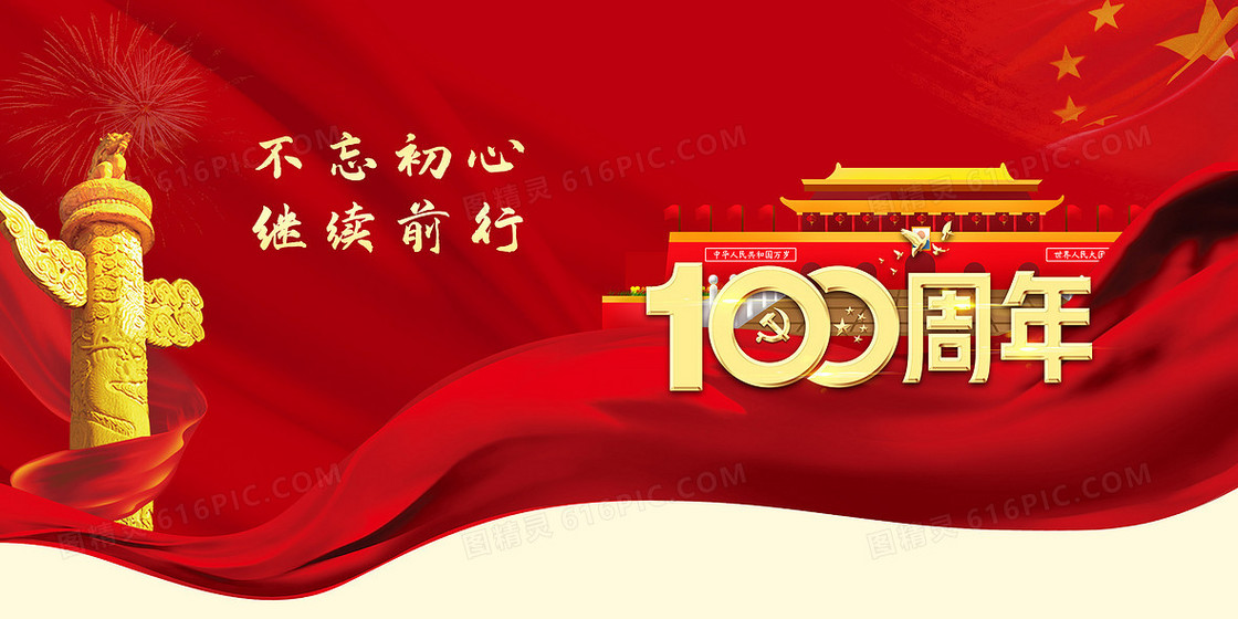 红色大气不忘初心党政宣传背景