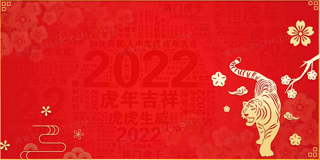 红金简约虎年2022纹理文字背景