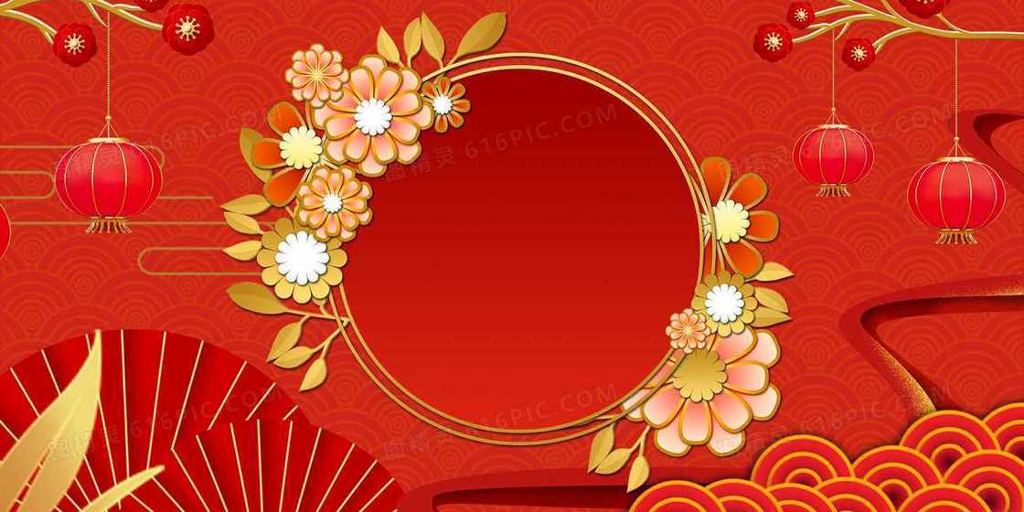 红色喜庆中式新年剪纸通用背景