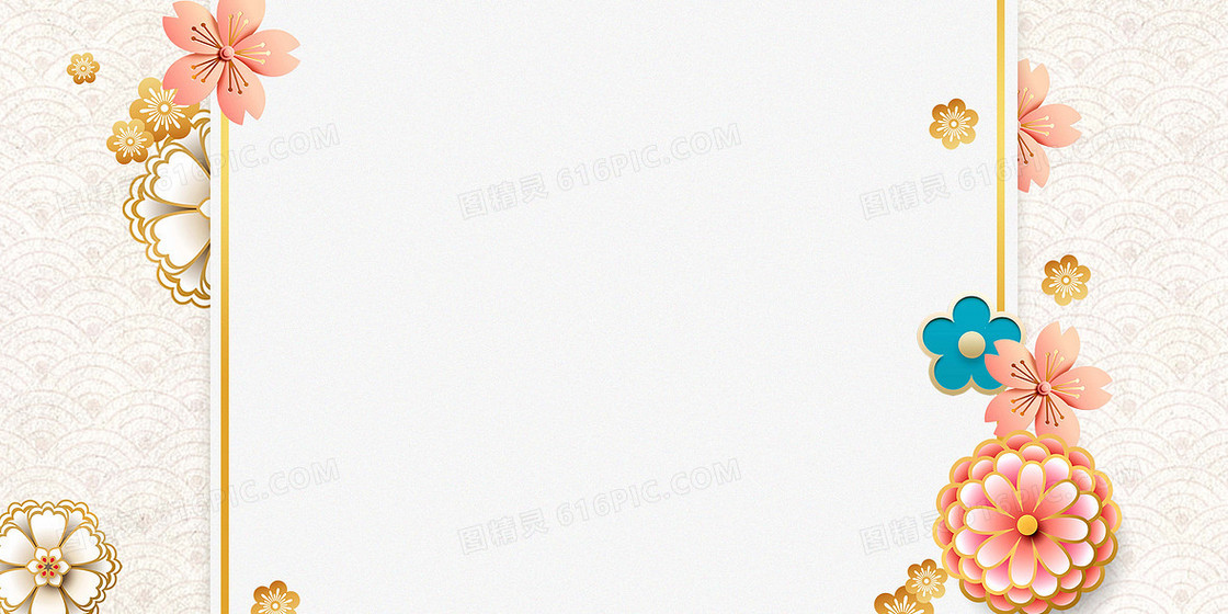 中式典雅花卉质新年感纹理背景
