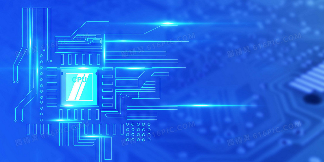 蓝色芯片CPU创意摄影合成科技商务背景