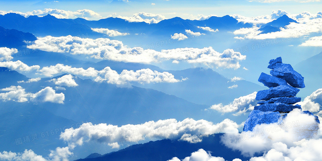 蓝色大气天空商务摄影合成背景