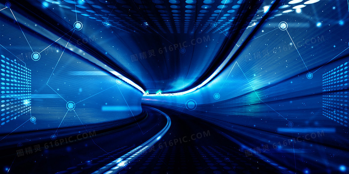 蓝色科技感风格隧道背景