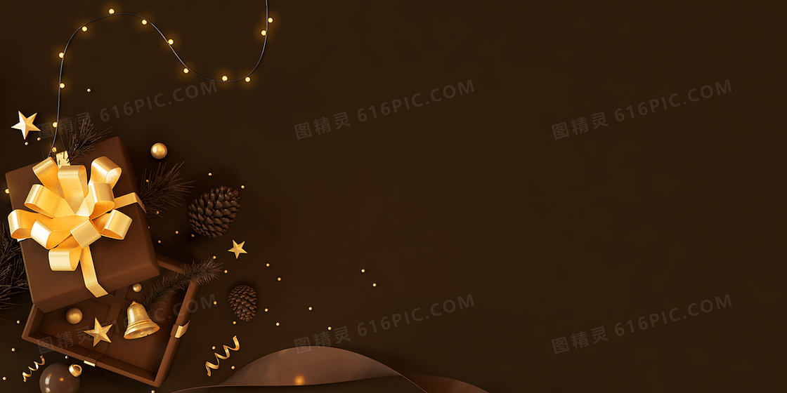 棕色创意C4D立体圣诞节背景