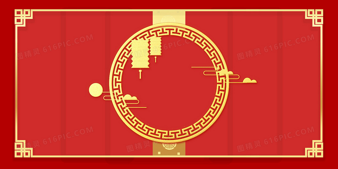 新中式红金复古边框背景