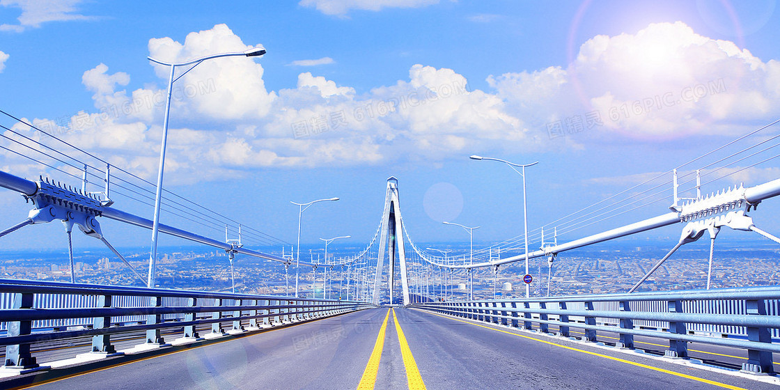 简约蓝色公路城市背景