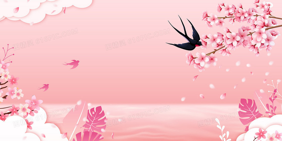 唯美樱花季合成粉色花朵背景