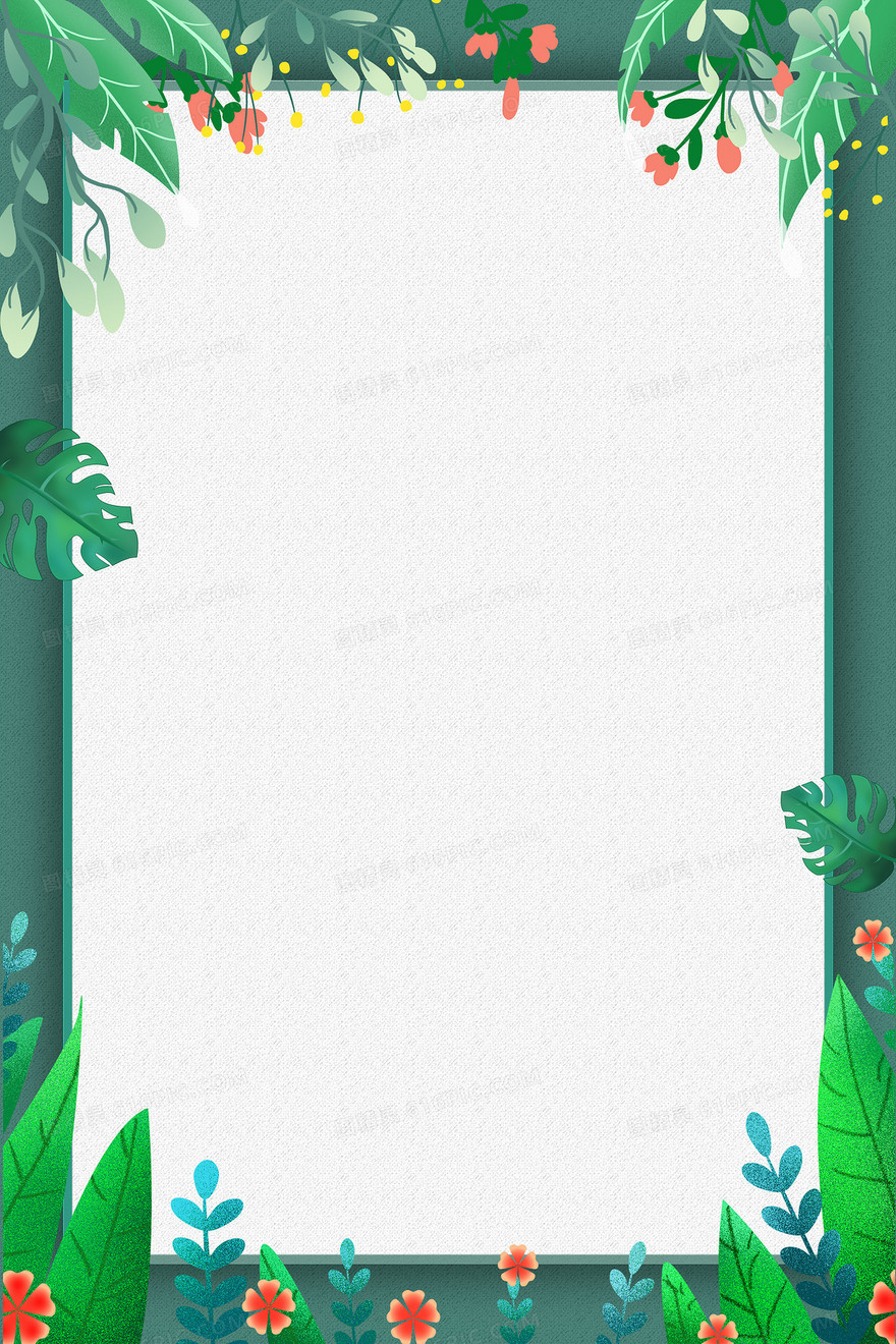 绿色小清新花卉边框背景