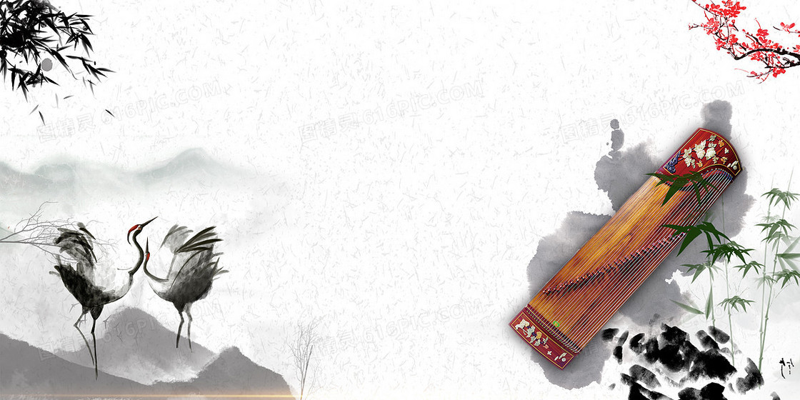 中国风水墨琴棋书画系列古琴背景