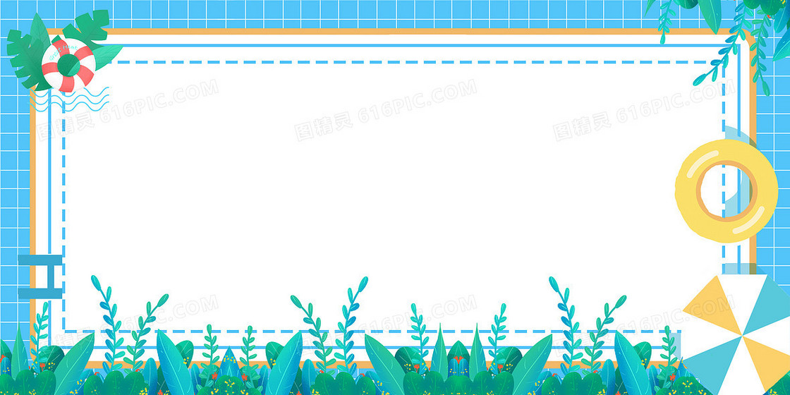 夏日绿植泳池背景