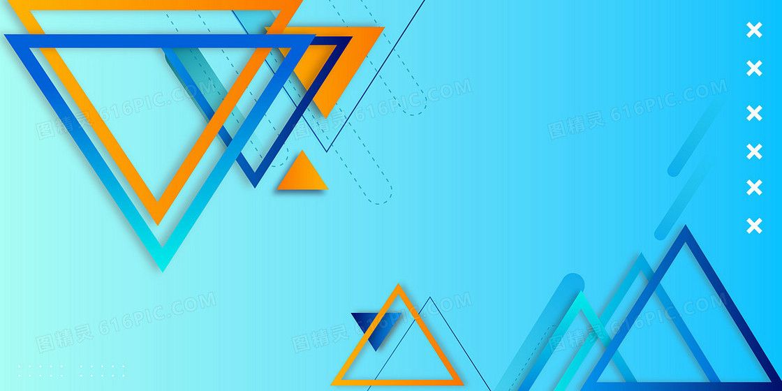 蓝色三角形几何渐变背景素材