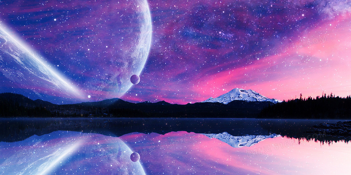 简约紫色梦幻星球背景图