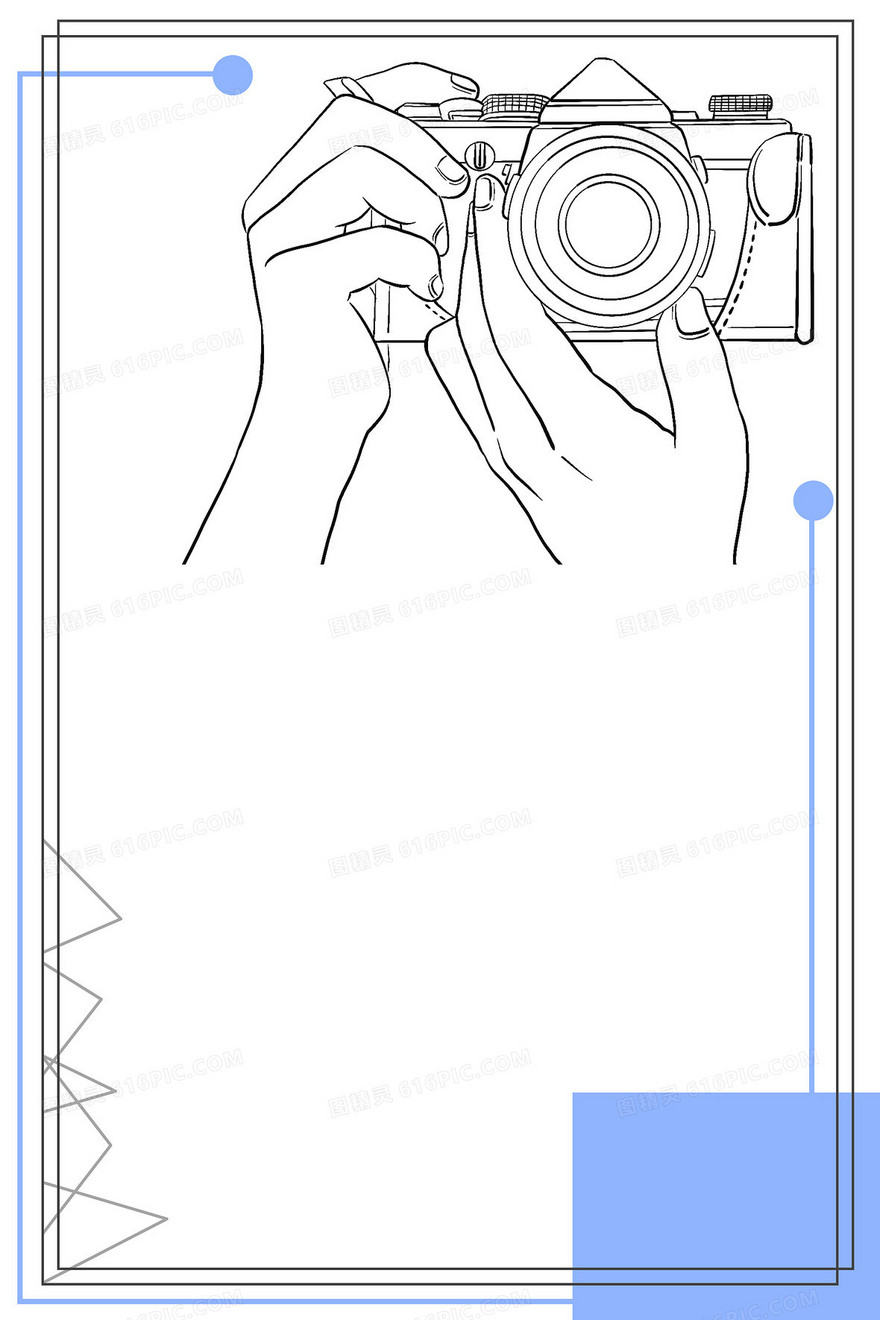 蓝色几何线描手持相机背景