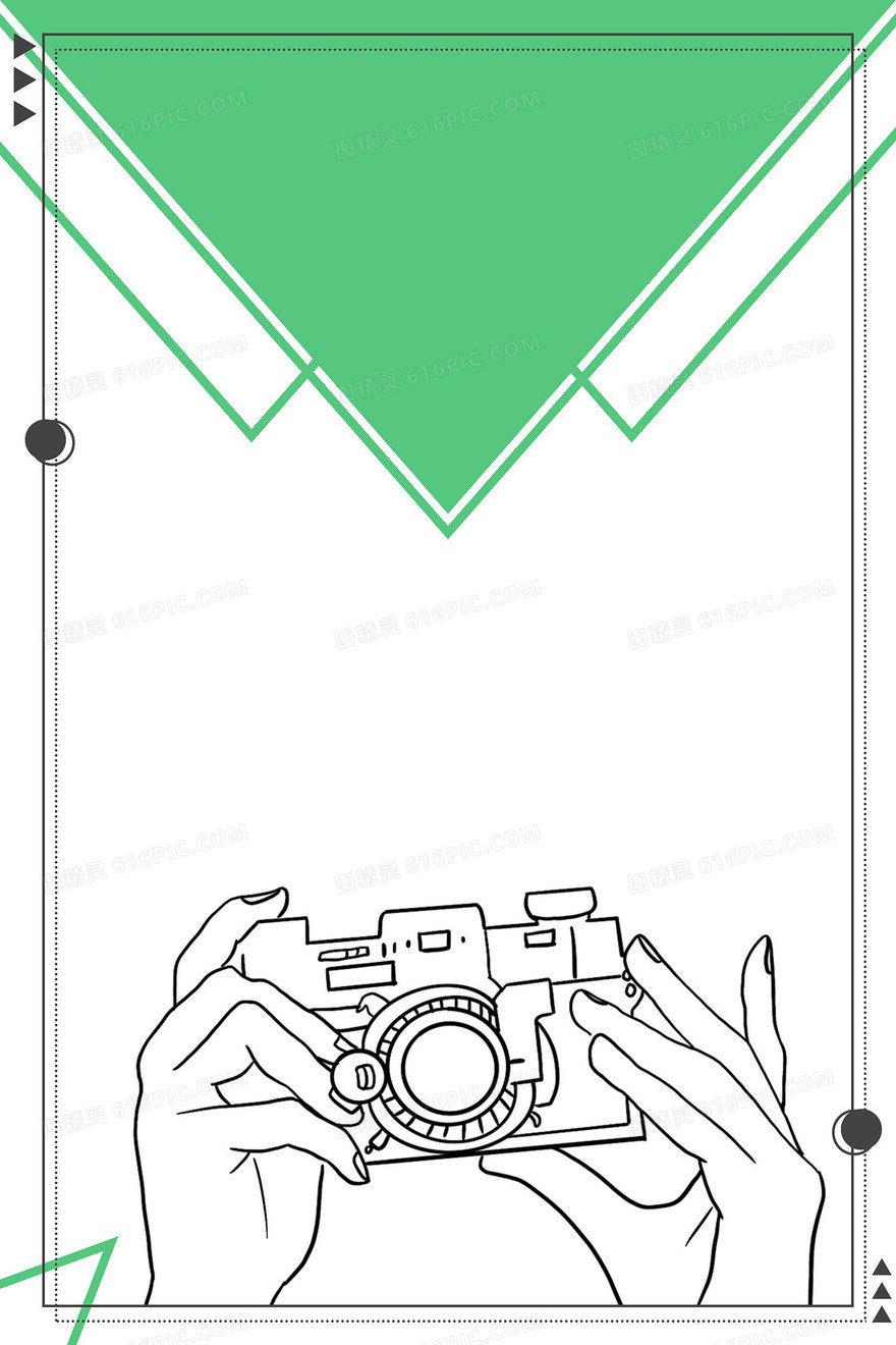 绿色线描相机几何背景