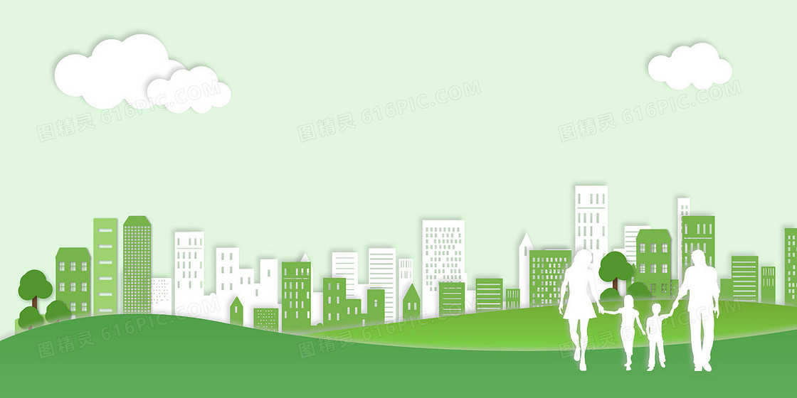 绿色简约文明城市背景图
