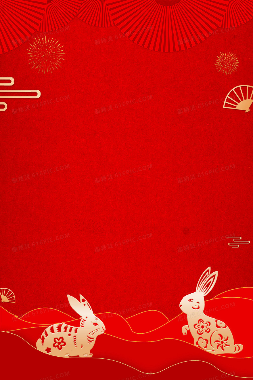 红色创意兔年春节背景