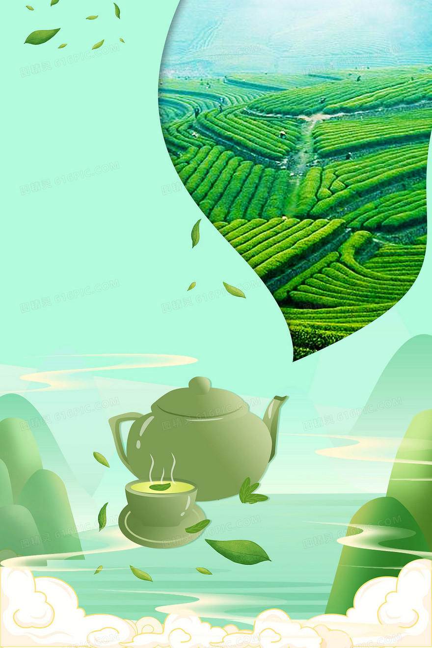 绿色茶文化茶韵背景