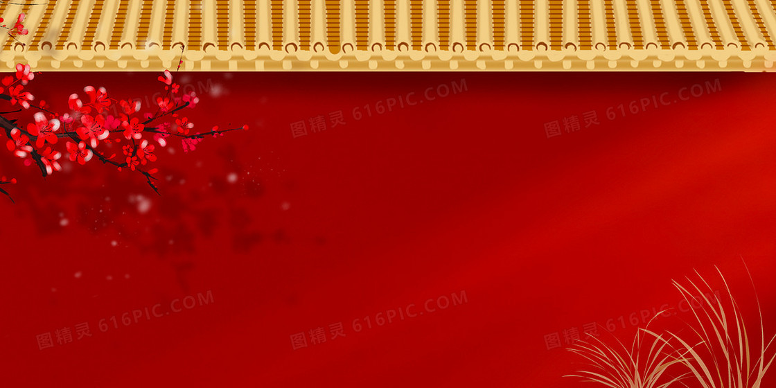 中国风城墙红色背景