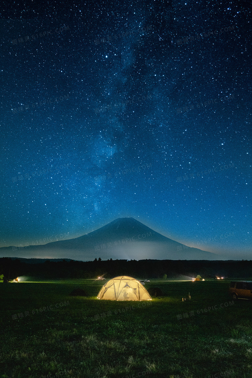 灿烂星空露营合成背景