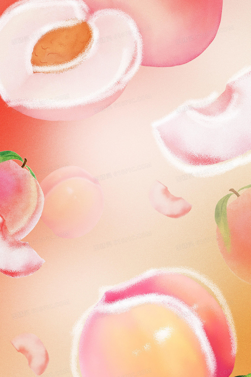 噪点水果桃子粉红渐变背景