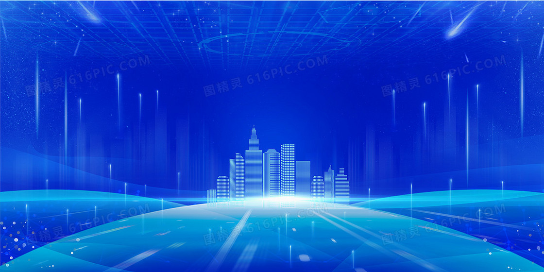 都市剪影蓝色创意设计背景