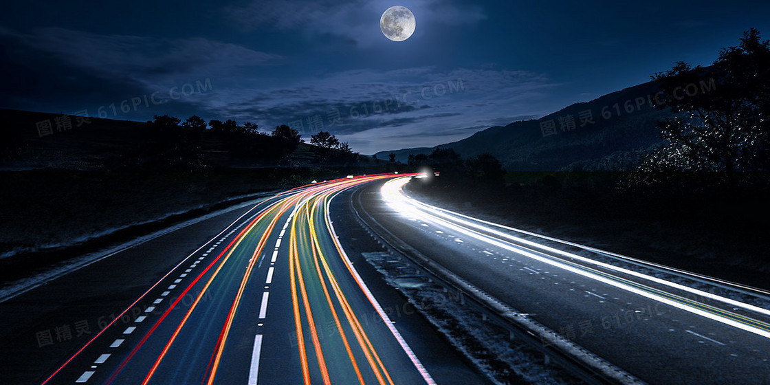 简约黑夜公路背景