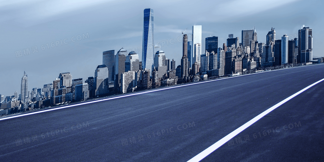 摄影图城市公路创意合成背景