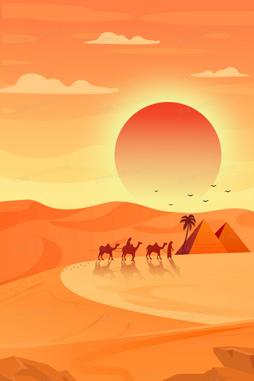 沙漠骆驼干旱卡通背景