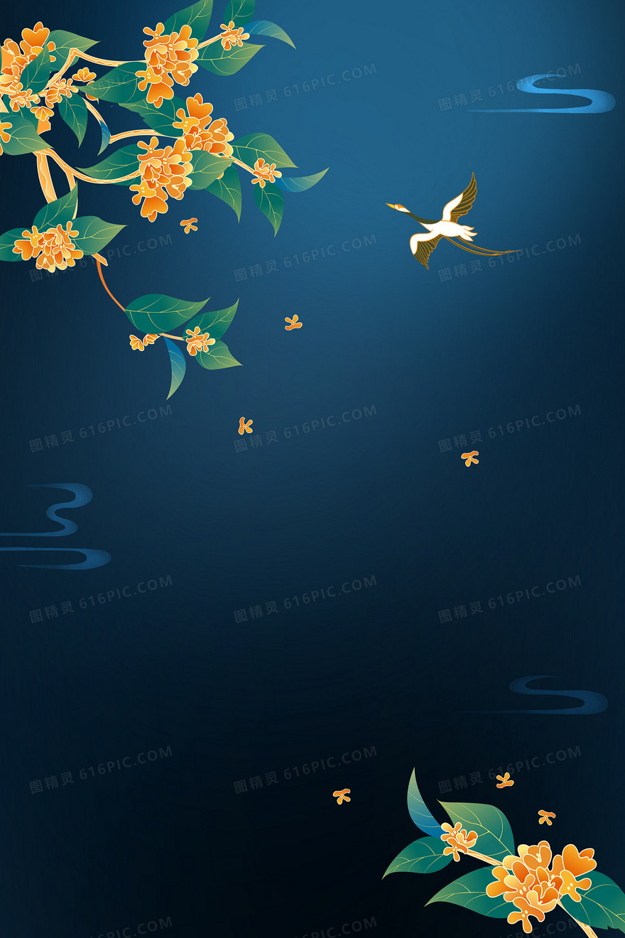 桂花蓝色复古背景