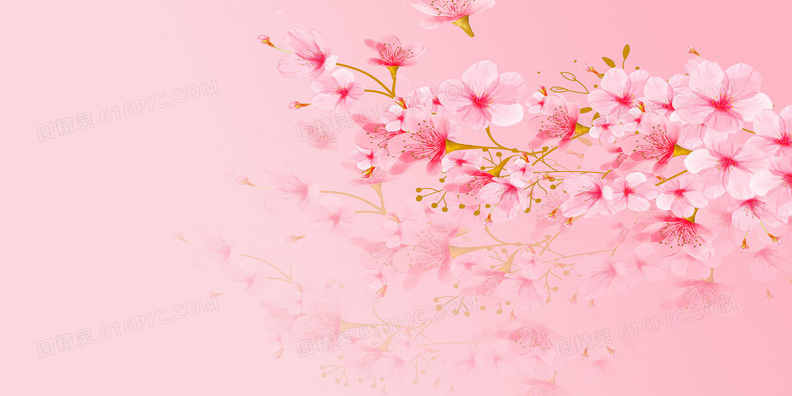 粉色手绘唯美花瓣合成背景