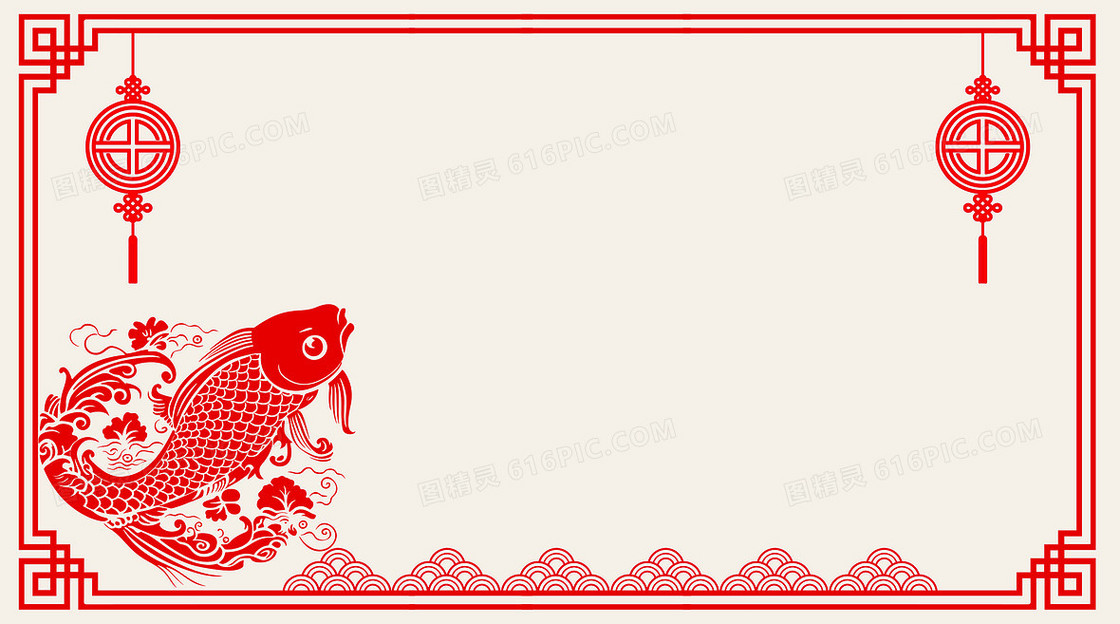 红色春节剪纸新年背景