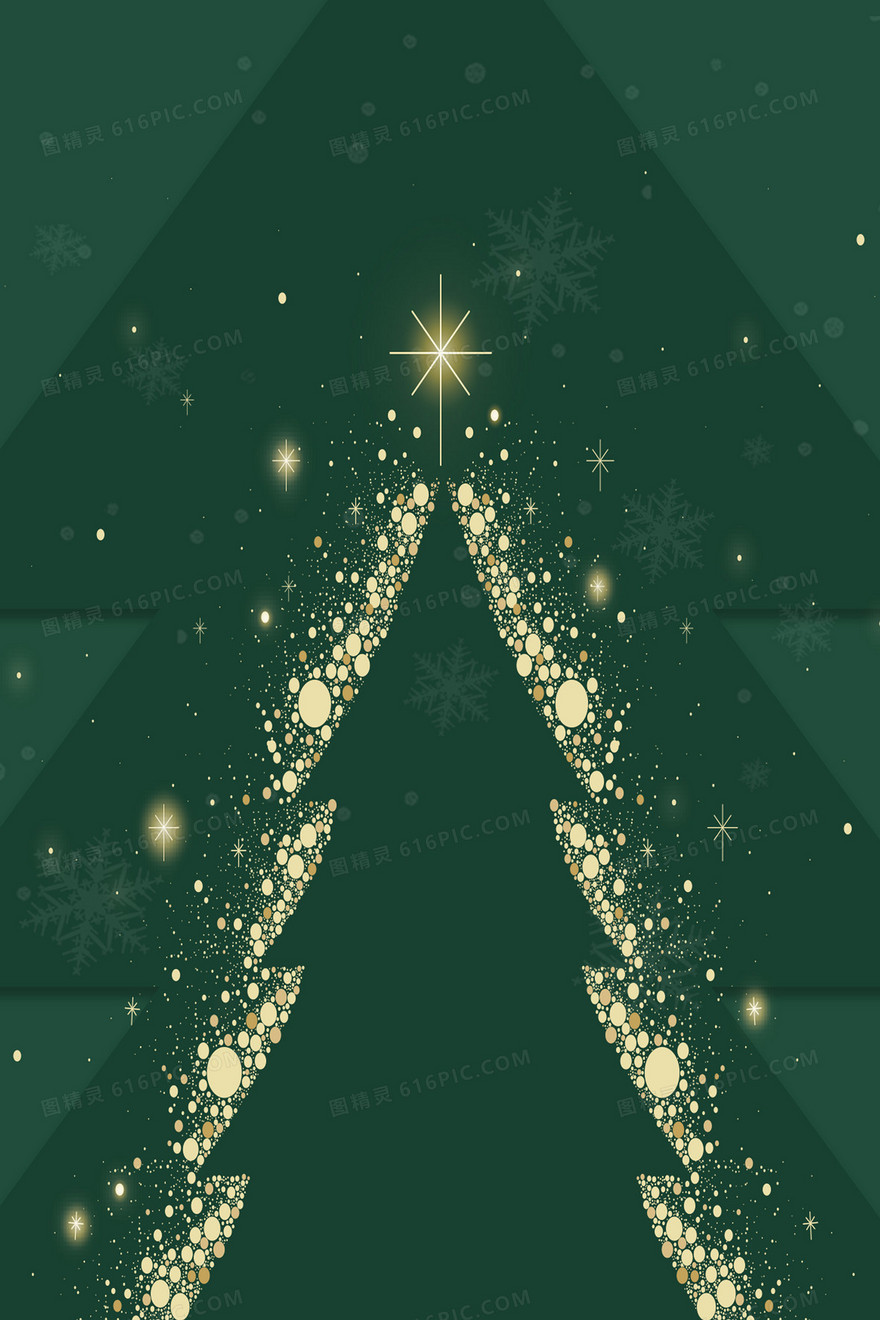绿色圣诞节金色圣诞树背景