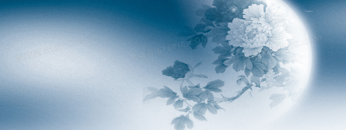中秋蓝色月光古典背景