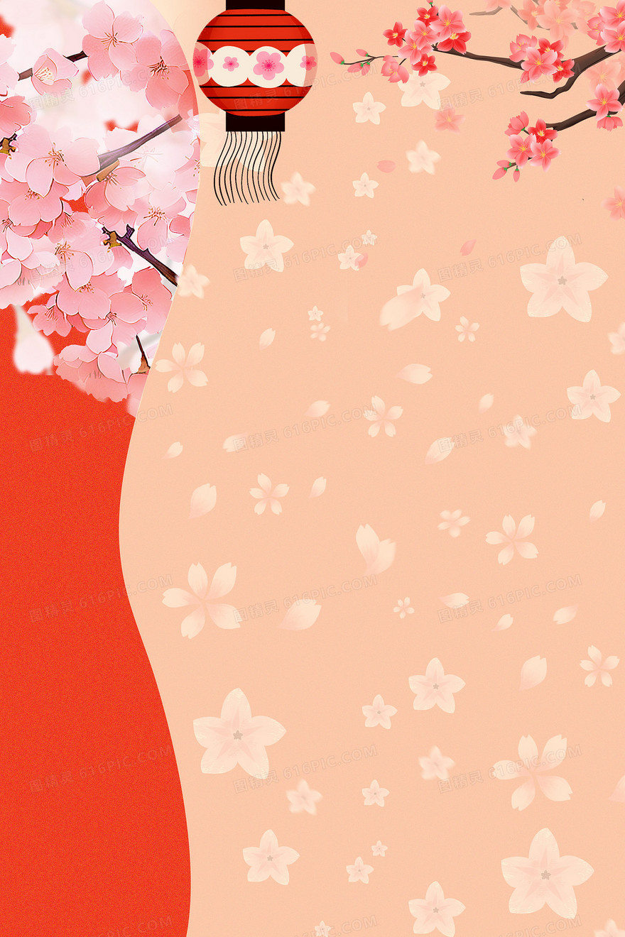 手绘日式樱花合成背景