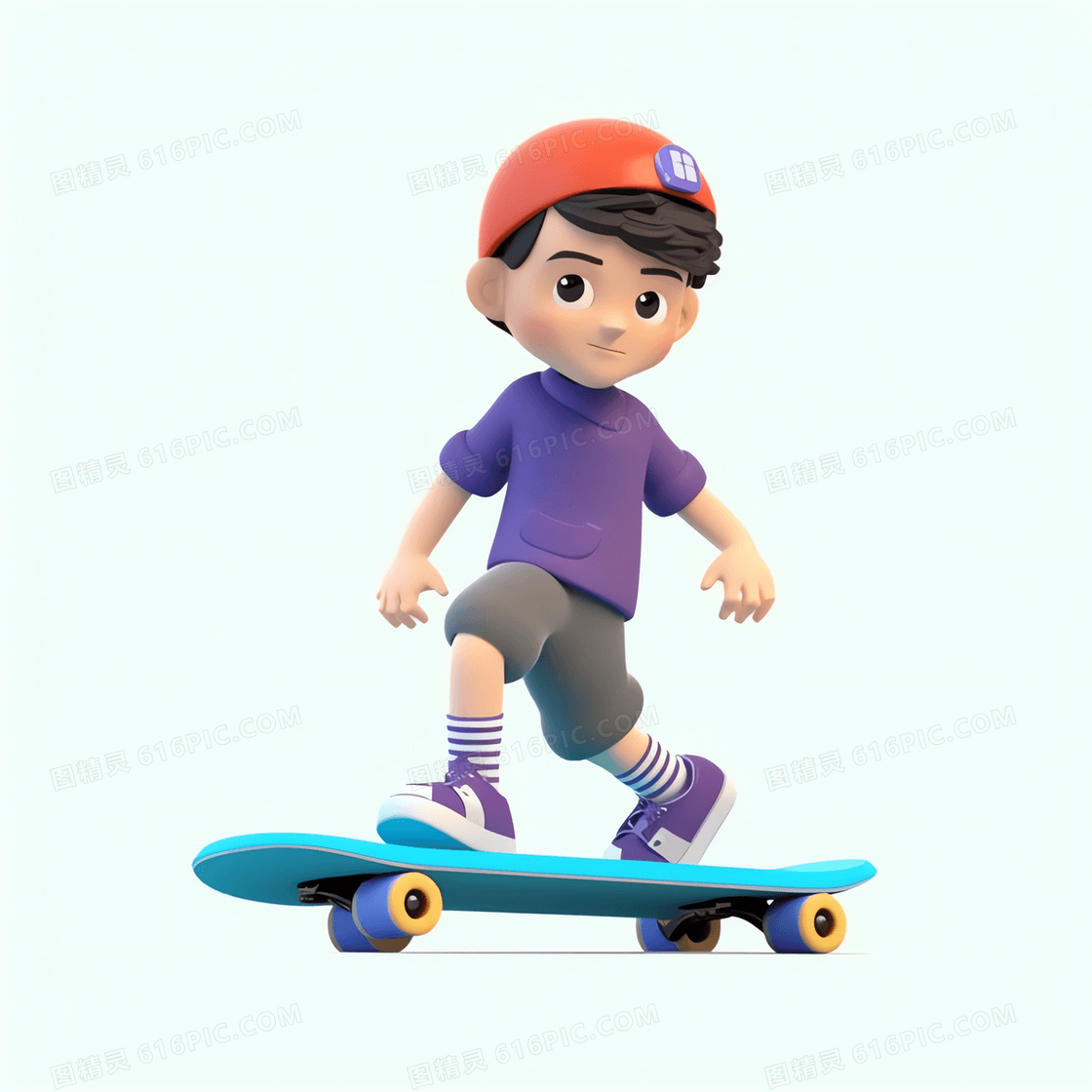 玩滑板的可爱男孩3D模型