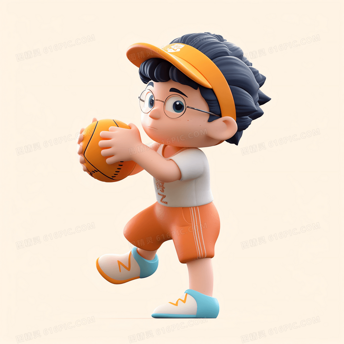 玩垒球的可爱男孩3D模型
