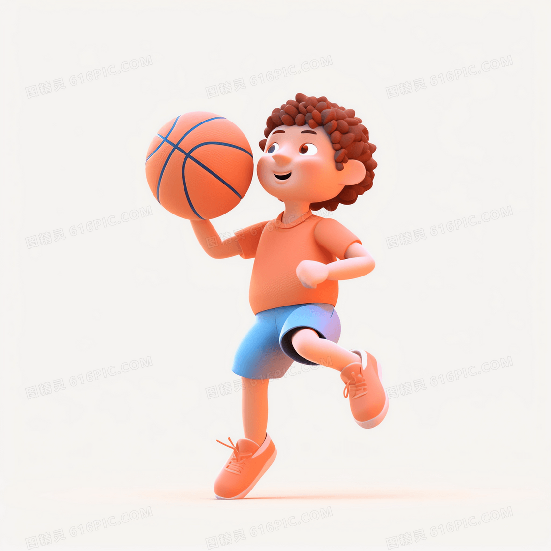 运动3D可爱男孩在做投球动作