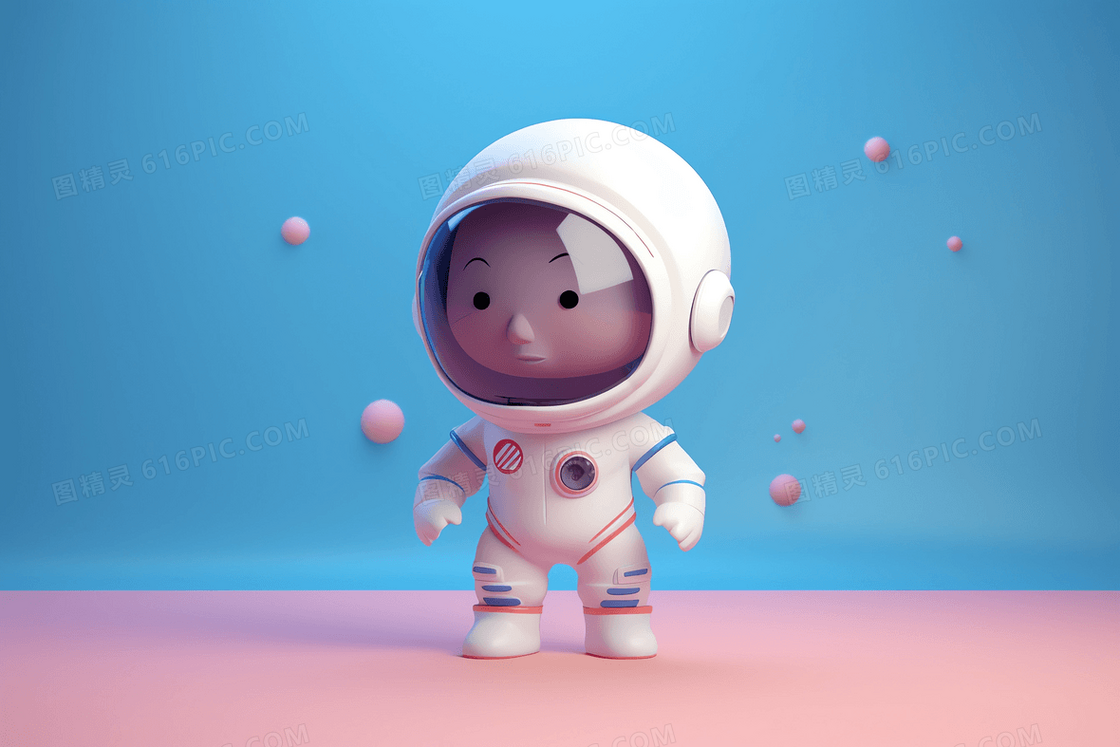 一脸疑惑的可爱儿童宇航员C4D模型