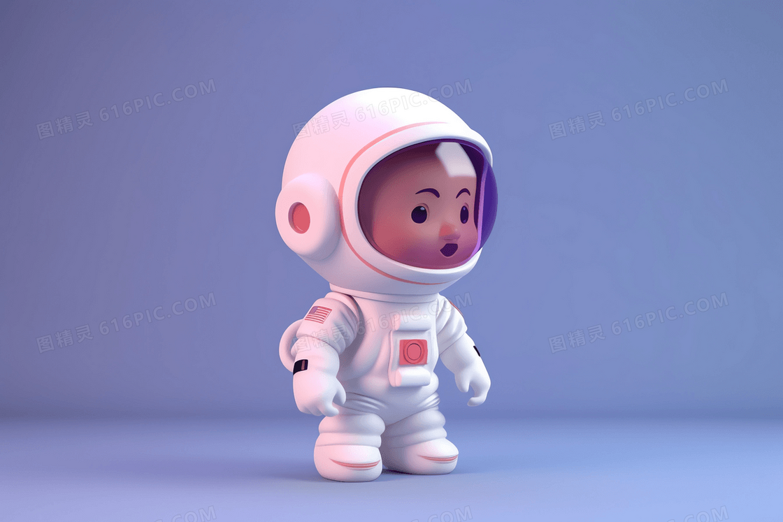 在笑着的可爱儿童宇航员C4D模型