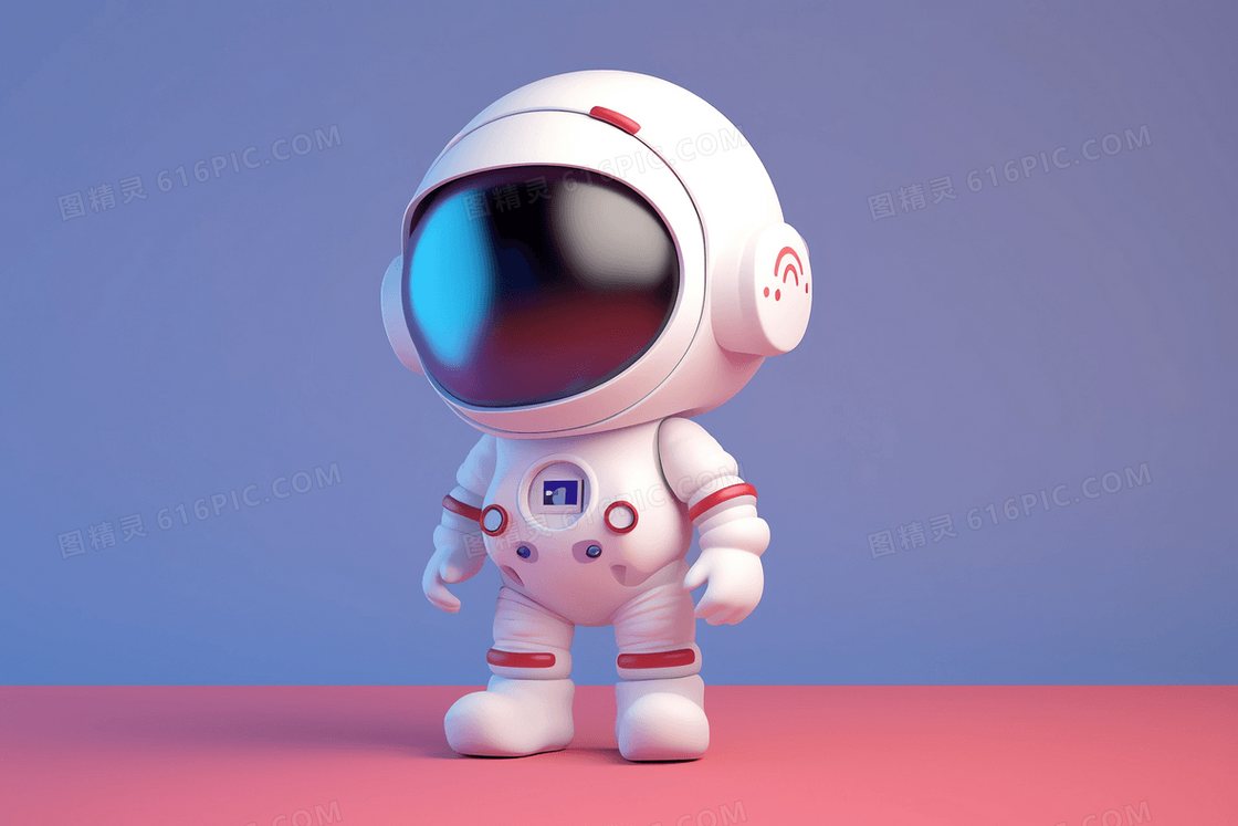 穿着太空服的可爱儿童宇航员C4D模型