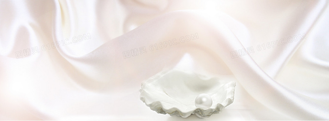 护肤品奢华丝绸珍珠背景banner