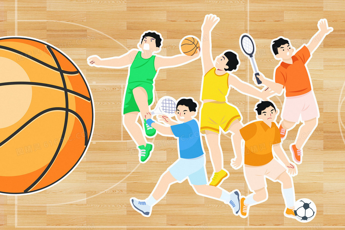 运动健身篮球体育插画