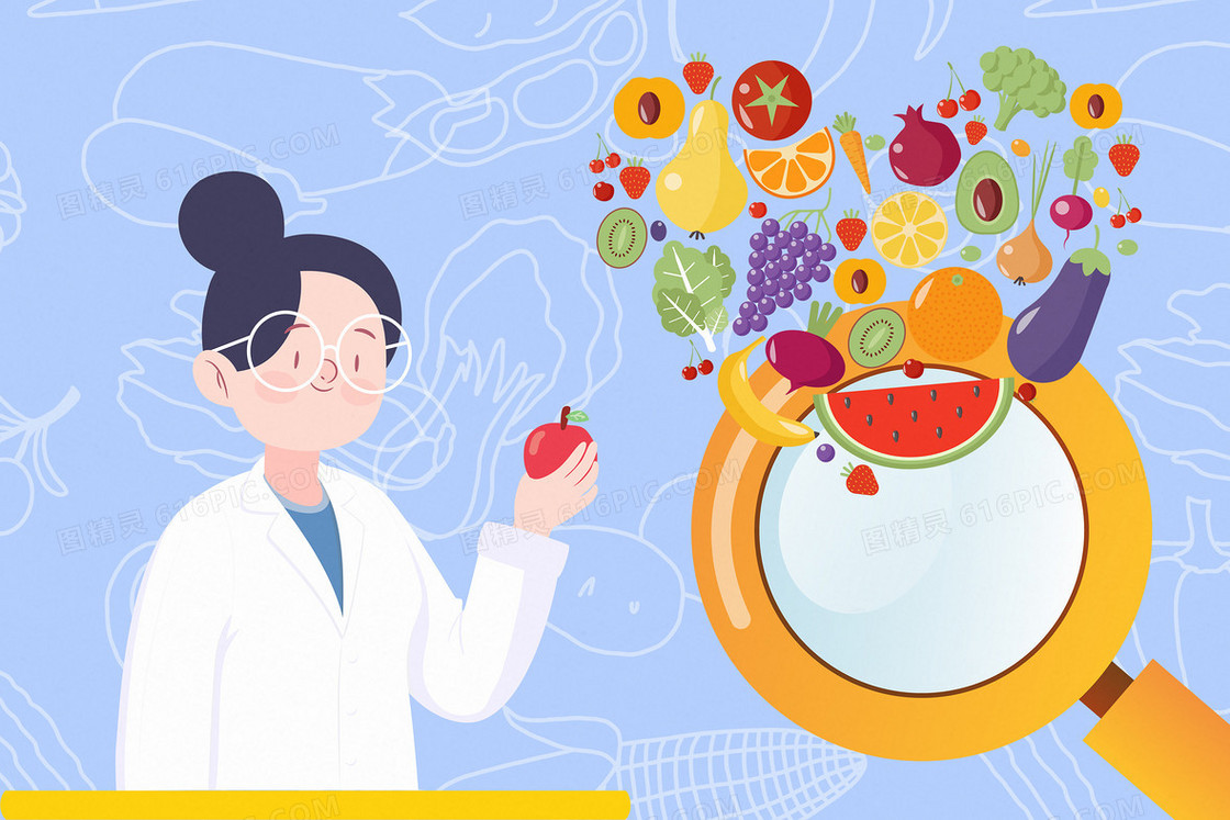 素食养生专家宣传科普插画
