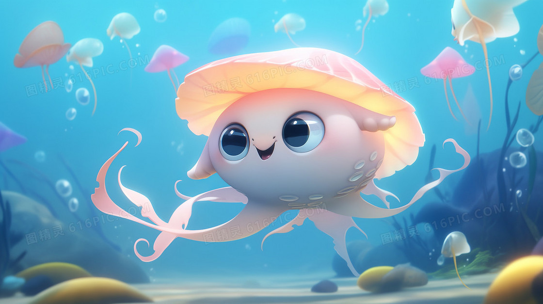 Q版可爱海洋生物创意插画